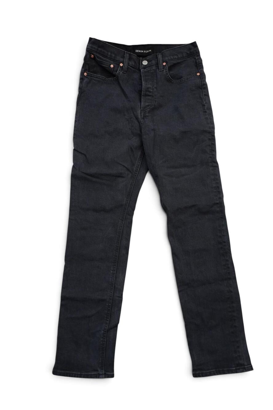 Denim Forum Yoko High Rise Slim Jeans Womens 28 Black Dark Wash Button Fly Denim